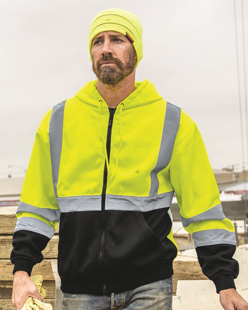 Kishigo JS102-103 Unisex Hi-Vis Full-Zip Hooded Sweatshirt-0