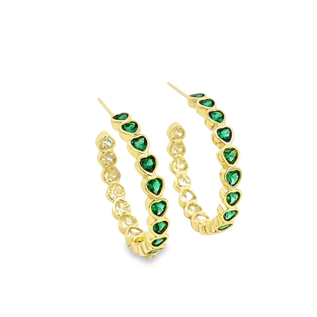 Part Colored CZ Heart Hoops (J315)-0