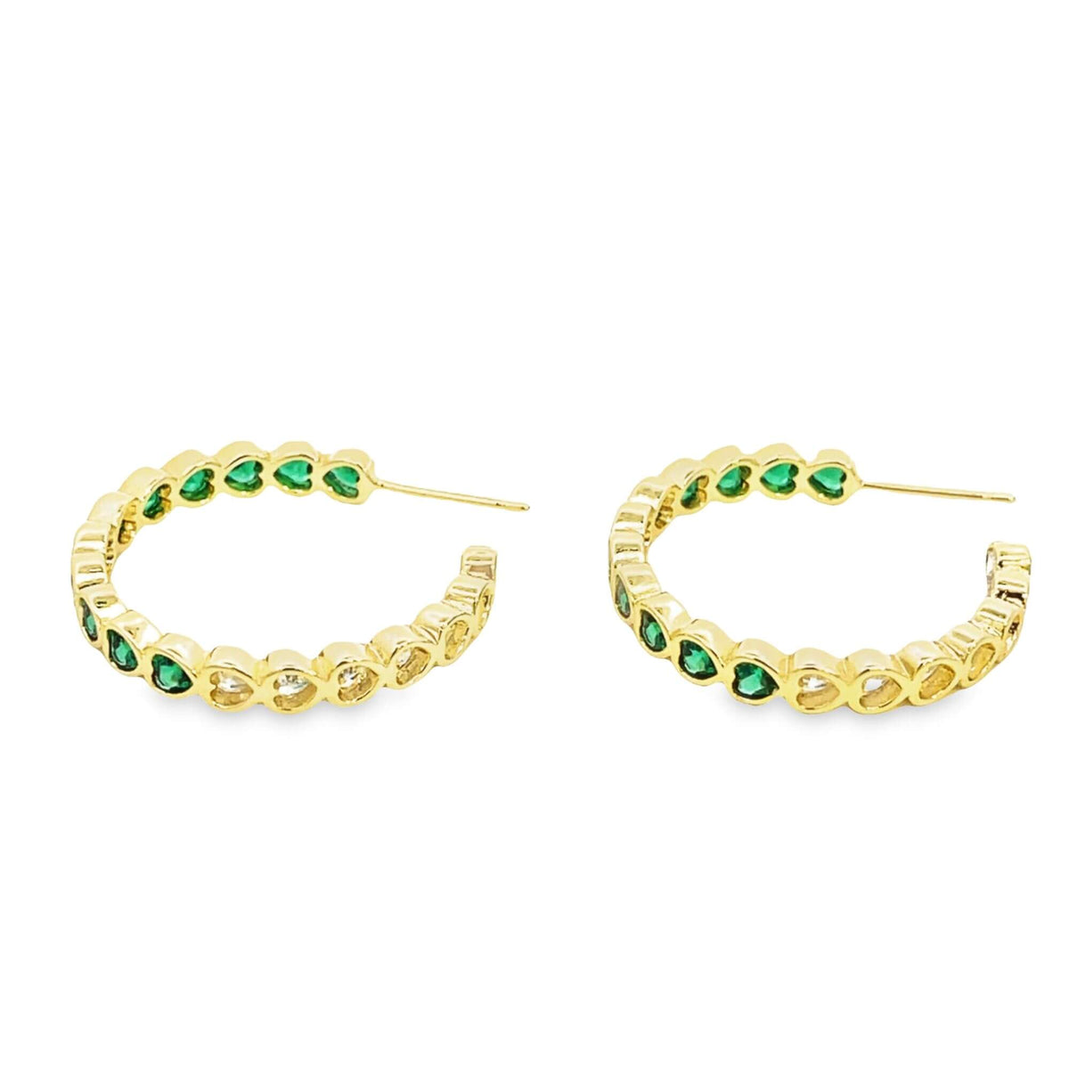 Part Colored CZ Heart Hoops (J315)-4