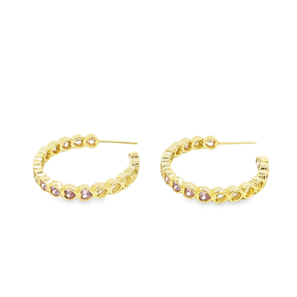 Part Colored CZ Heart Hoops (J315)-2