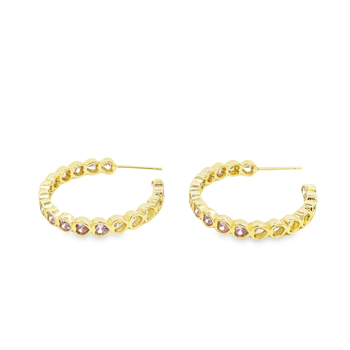 Part Colored CZ Heart Hoops (J315)-2