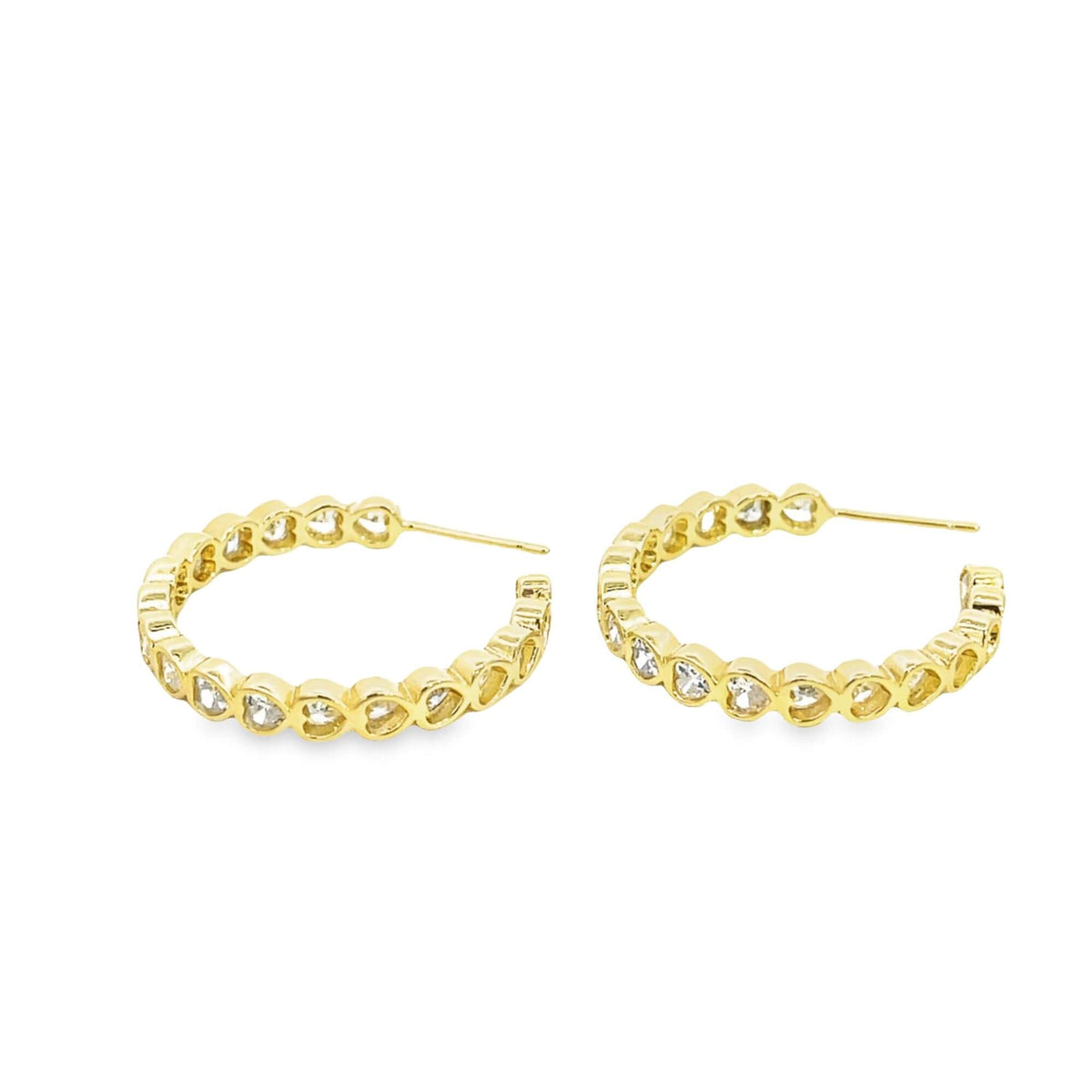 Part Colored CZ Heart Hoops (J315)-3