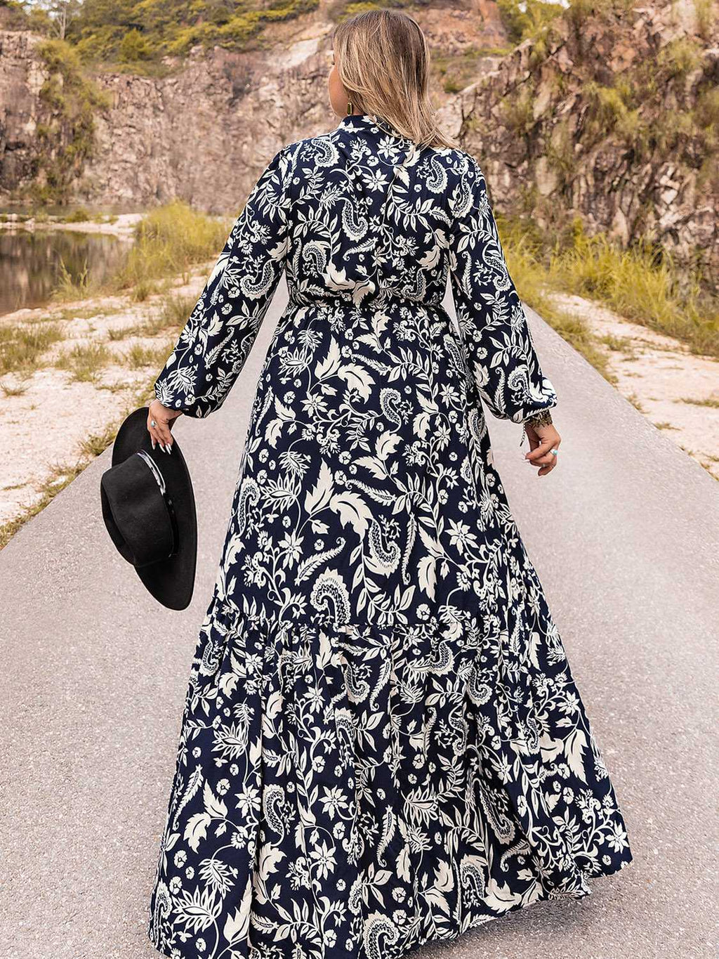 Plus Size Long Sleeve Maxi Dress-1