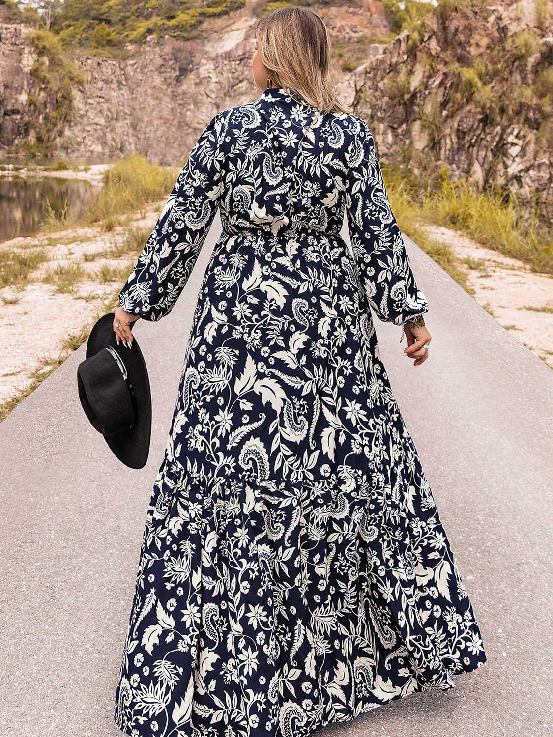 Plus Size Long Sleeve Maxi Dress-1