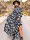 Plus Size Long Sleeve Maxi Dress-0
