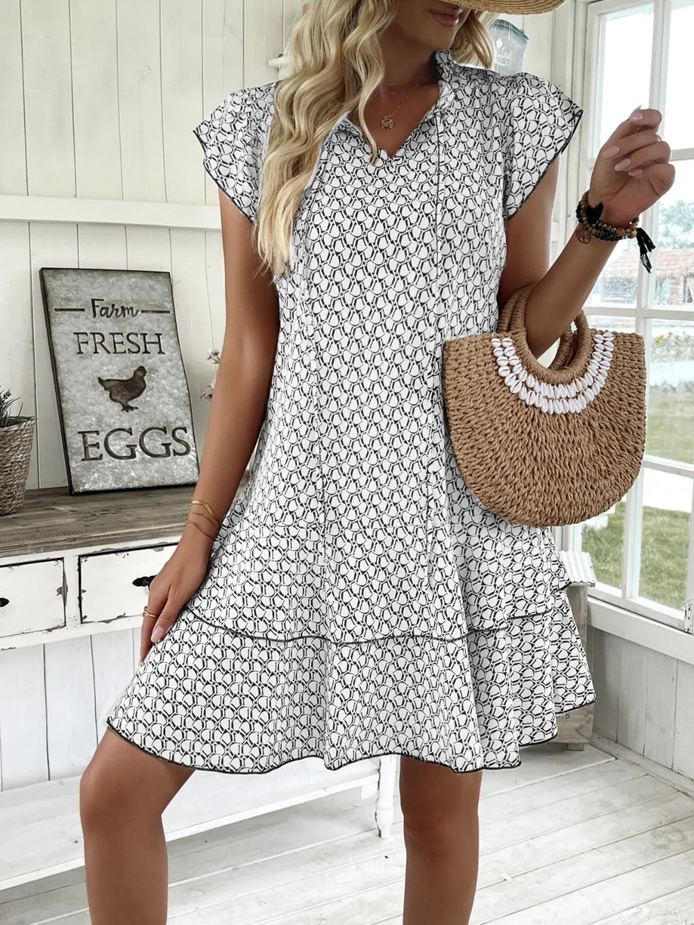 Full Size Ruffled Layered Printed Mini Dress Plus Size-2