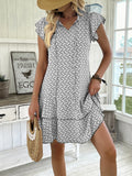 Full Size Ruffled Layered Printed Mini Dress Plus Size-0