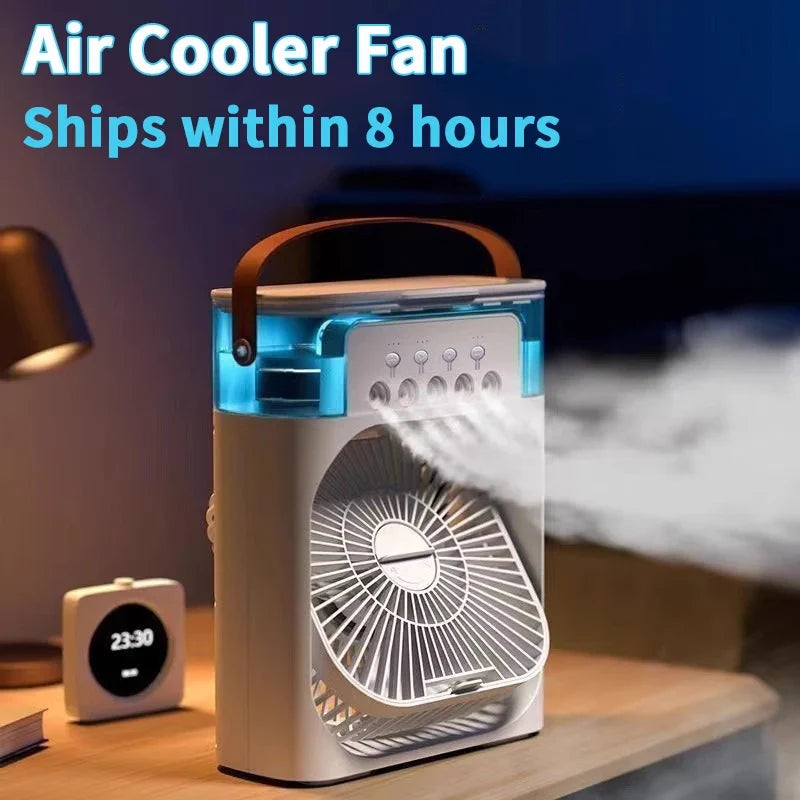 New 3 In 1 Fan AIr Conditioner Household Mini Air Cooler LED Night Light Portable Humidifier Air Adjustment Fan Office Home Fan-0