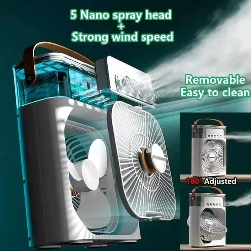 New 3 In 1 Fan AIr Conditioner Household Mini Air Cooler LED Night Light Portable Humidifier Air Adjustment Fan Office Home Fan-3