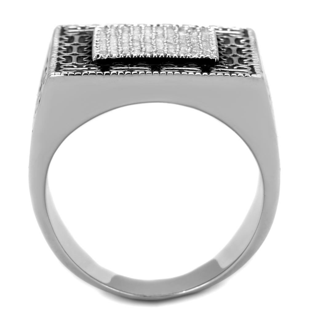 TS221 - Rhodium 925 Sterling Silver Ring with AAA Grade CZ  in Clear-2
