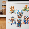 Aviator Teddy Bear Decorative Eco Wood Magnets Set of 6 by G. Debrekht - Christmas Decor - 8090010G-S6-0