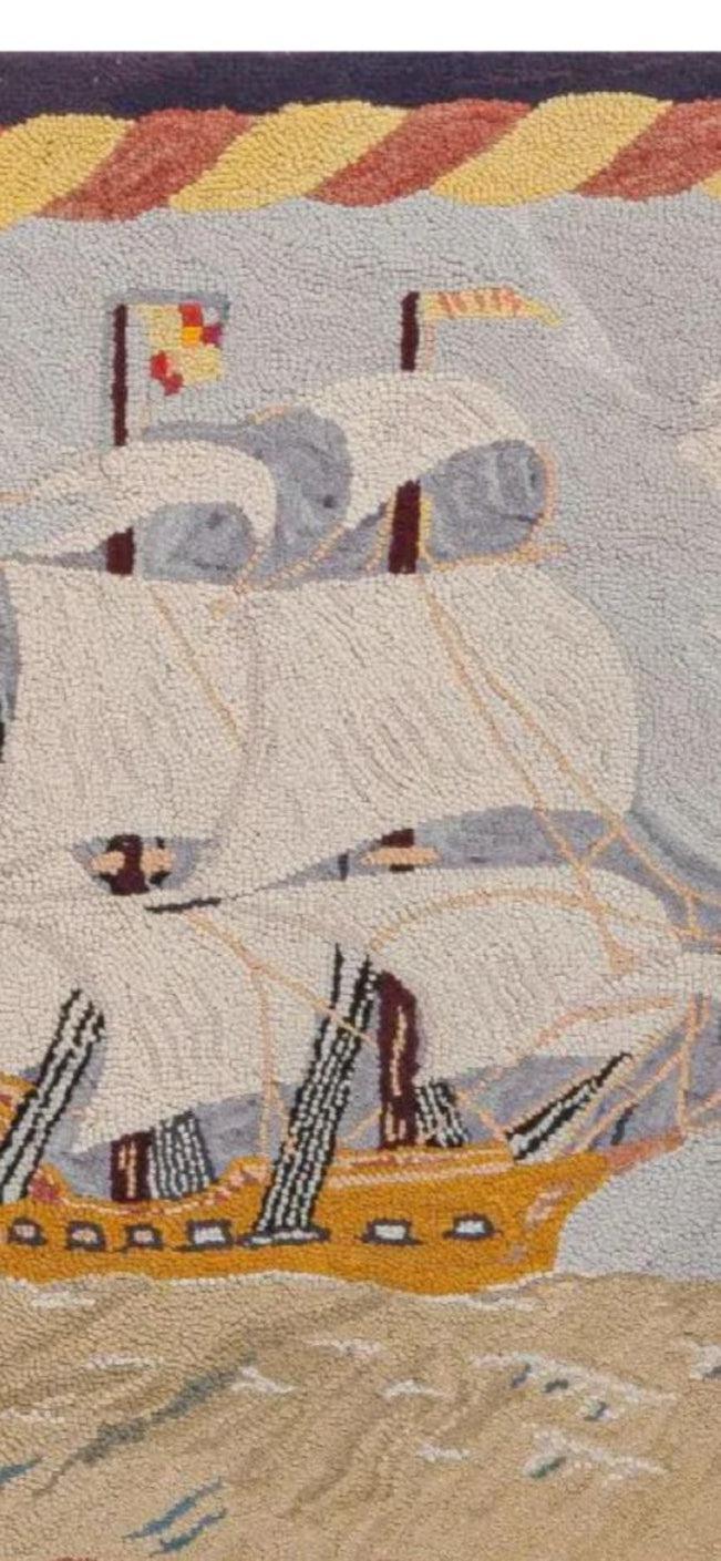 Canvello Handmade antique American Hooked Rug - 2'7'' X 2'8''-1