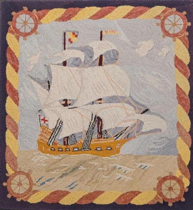 Canvello Handmade antique American Hooked Rug - 2'7'' X 2'8''-0