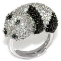 LO1515 - Rhodium + Ruthenium Brass Ring with AAA Grade CZ  in Black Diamond-0