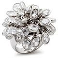 LOS114 - Rhodium 925 Sterling Silver Ring with AAA Grade CZ  in Clear-0