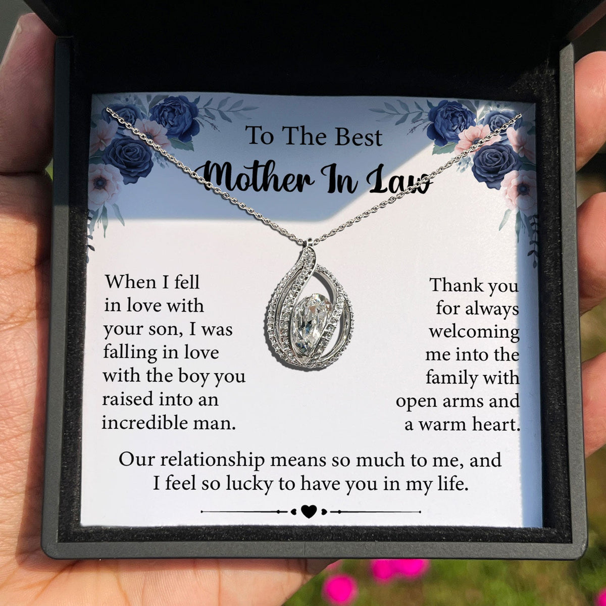 TRYNDI™ To My Best Mother-in-law Birdcage Necklace With Authentic Swarovski Crystals-1