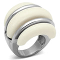 TK807 - High polished (no plating) Stainless Steel Ring with Synthetic Synthetic Stone in Citrine Yellow-0